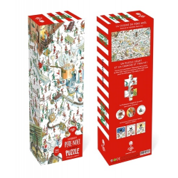 A la recherche du père Noël - Puzzle cherche & trouve de 200 pièces avec un poster