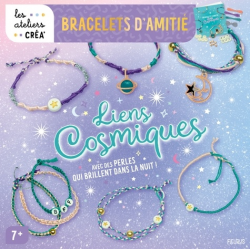 Bracelets d'amitié Liens cosmiques - Avec 6 perles phosphorescentes- 6 perles rondes dorées- 6 perles étoilées phosphorescentes