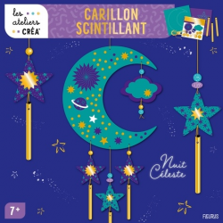 Carillon scintillant - Nuit céleste- avec des planches prédécoupées- des stickers- du fil doré- des tubes de carillon et des pe