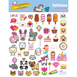 Colle et décore - Tattoos pixels kawaii