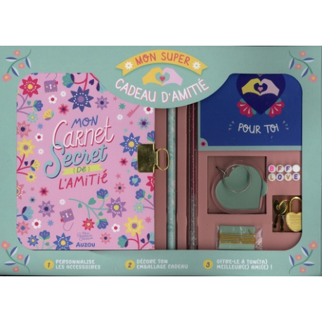Mon super cadeau d'amitié - Mon carnet secret de l'amitié avec 1 stylo et 1 crayon- 1 porte-clé à monter- 1 bracelet à fabrique