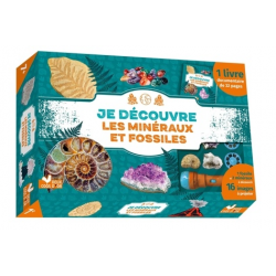 Je découvre les minéraux et fossiles - coffret avec lampe et kit excavation