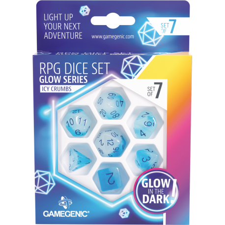 Gamegenic - Set de 7 dés Glow Series - Icy Crumbs