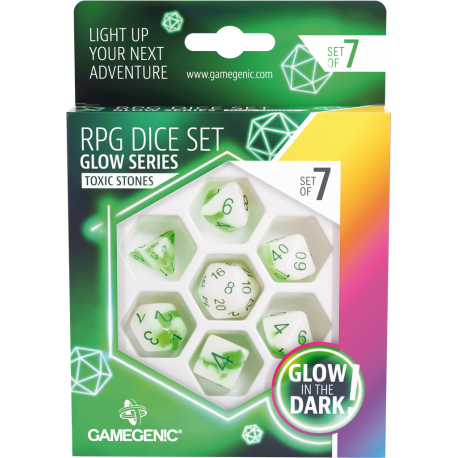 Gamegenic - Set de 7 dés Glow Series - Venom Stones