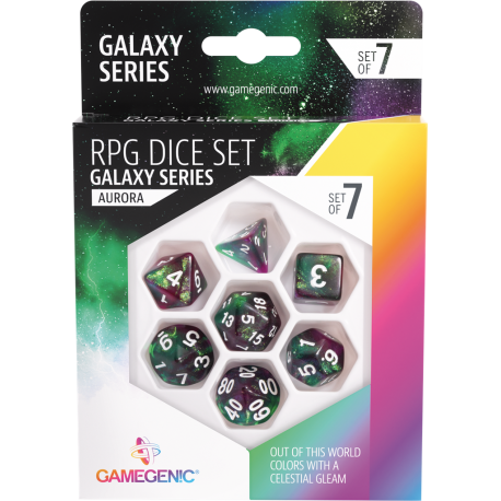 Gamegenic - Set de 7 dés Galaxy Series - Aurora