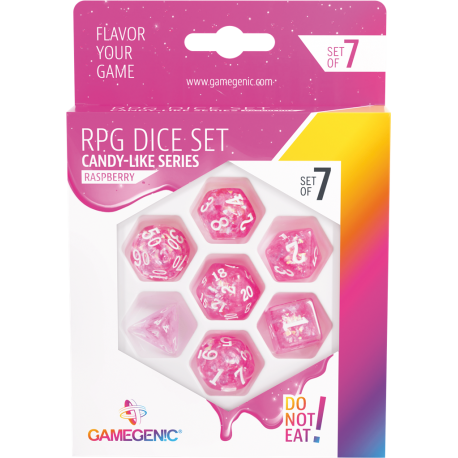 Gamegenic - Set de 7 dés Candy like Series - Rasberry
