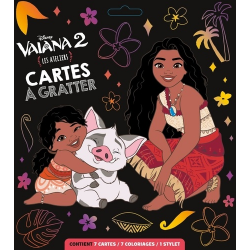 Cartes à Gratter Vaiana 2 - Avec 7 cartes- 7 coloriages et 1 stylet