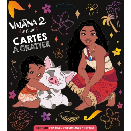 Cartes à Gratter Vaiana 2 - Avec 7 cartes- 7 coloriages et 1 stylet