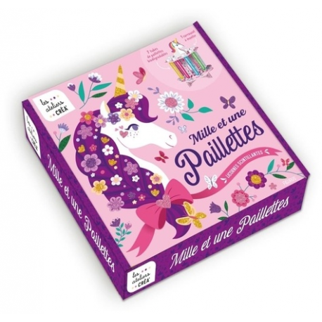 Mille et une Paillettes Licornes scintillantes - Coffret avec 7 tubes de paillettes biodégradables et 1 carrousel à monter
