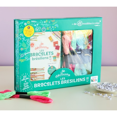 Je découvre les bracelets brésiliens - Avec 20 échevettes- 200 perles alphabets- 20 cartonnettes et 1 livre