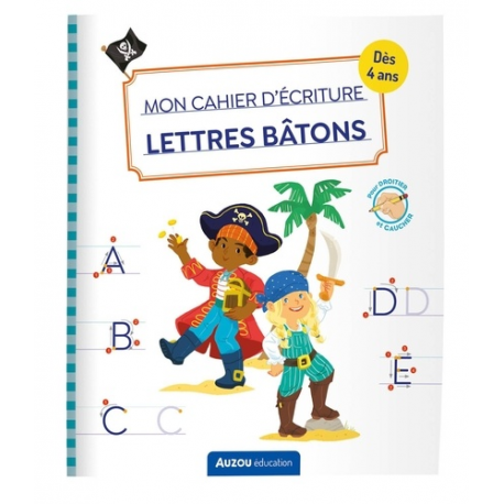 Mon cahier d'écriture Lettres bâton - Pirates - Grand Format