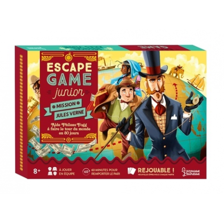 Mission Jules Verne - Avec 1 carte du monde- des pions- 72 cartes- 9 enveloppes- 1 carnet de voyage et 1 lettre aux voyageurs