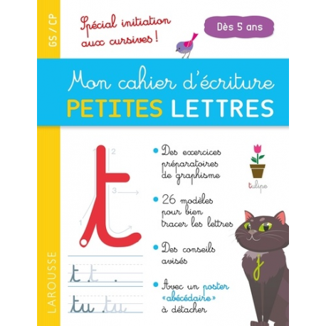 Mon cahier d'écriture petites lettres GS/CP - Spécial initiation aux cursives - Grand Format