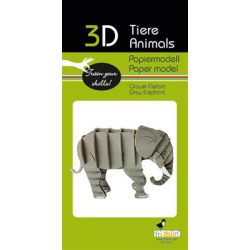 3D Paper Model - Elephant grey