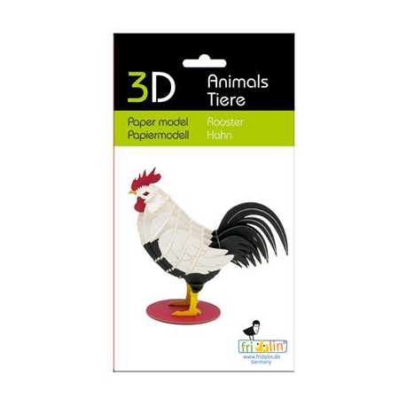 3D Paper Model - Rooster - colored