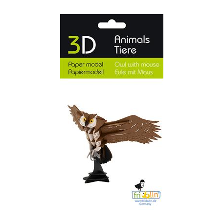 3D Paper Model - Owl with mouse