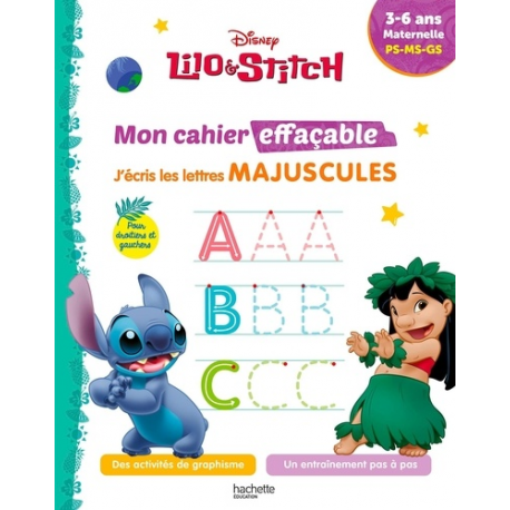 J'écris les lettres majuscules Lilo & Stitch. Maternelle PS-MS-GS