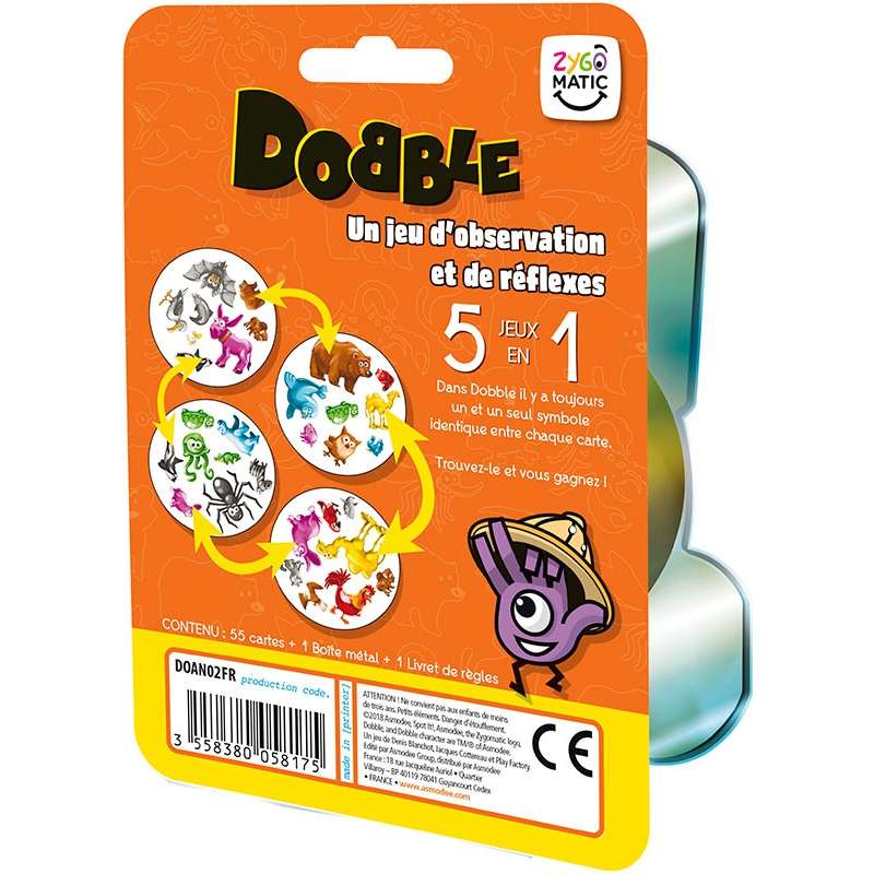 Dobble : disney 100 yearszygomatic - jeu de société - 5 mini-jeux