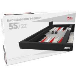 Backgammon Premium 55 cm - Extérieur Noir Et Intérieur Rouge/Blanc