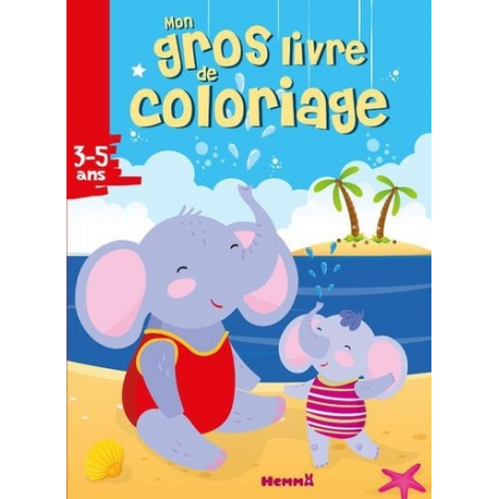 Mon gros livre de coloriage Eléphants plage - Grand Format