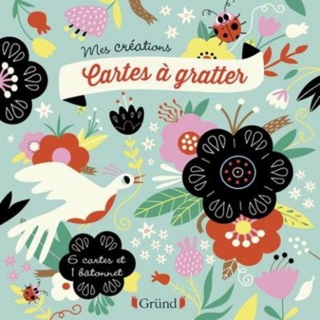 Cartes à gratter fleurs - Avec 6 cartes et 1 bâtonnet