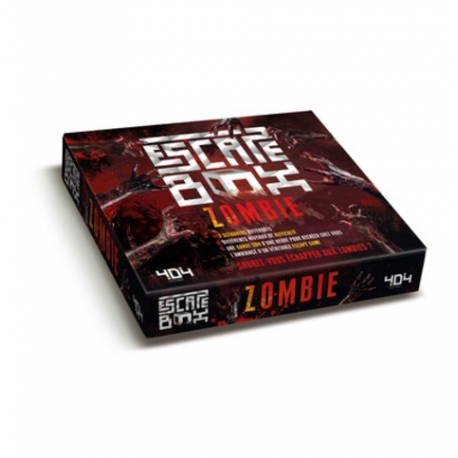 Escape box zombie - Contient : 3 livrets, 131 cartes, 1 bande-son d'une heure, 1 poster, 6 badges