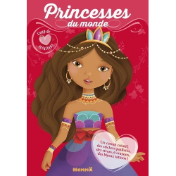 Princesses du monde - Avec un carnet créatif, des stickers pailletés, des strass, 6 crayons et des bijoux tattoos !