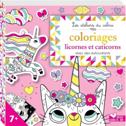 Coloriages licornes et caticorns - Avec des autocollants - Grand Format