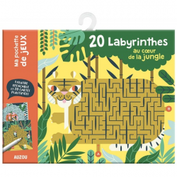 20 labyrinthes au coeur de la jungle - Avec 1 feutre effaçable et 20 cartes plastifiées - Grand Format