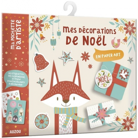 Mes décoration de Noël en paper art - Avec des étiquettes, des silhouettes à détacher, 2 planches d'autocollant, du fil rouge e