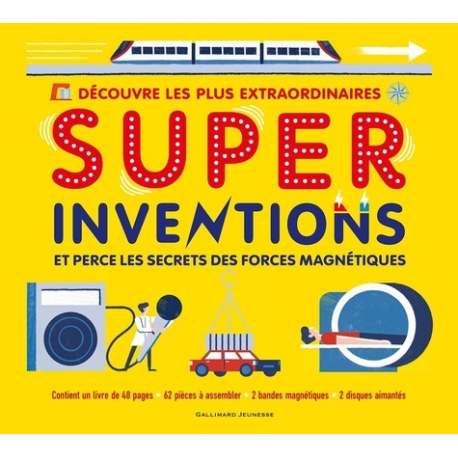 Super Inventions - Avec 62 pièces à assembler, 2 bandes magnétiques, 2 disques aimantés - Grand Format