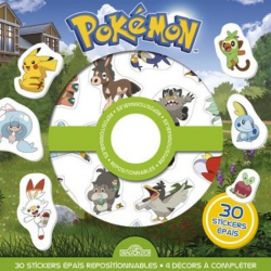 Pokémon - 30 stickers repositionnables- 4 décors à compléter - Grand Format