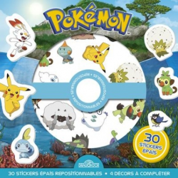 Pokémon - 30 stickers épais repositionnables- 4 décors à compléter - Grand Format