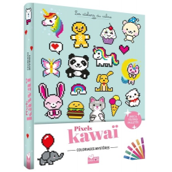 Coloriages Pixel kawaii - pochette 6 feutres pailletés
